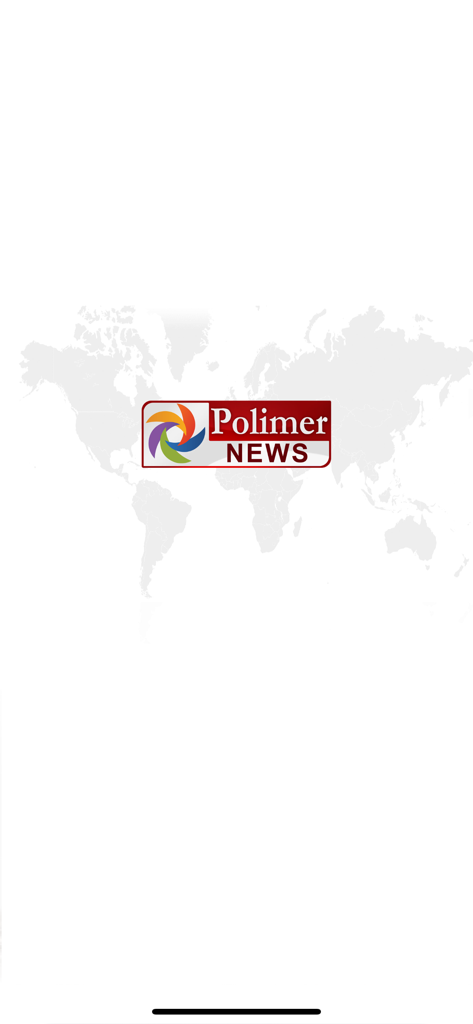 Polimer News - Polimer News app splash screen with logo over a world map