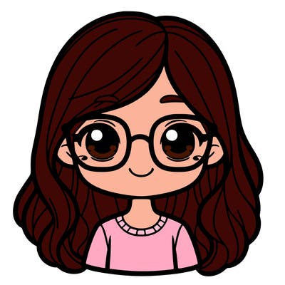 girl with long brown hair and glasses