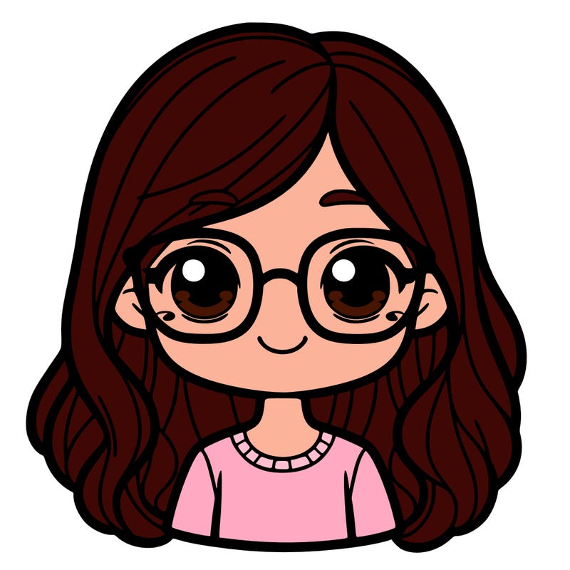 girl with long brown hair and glasses