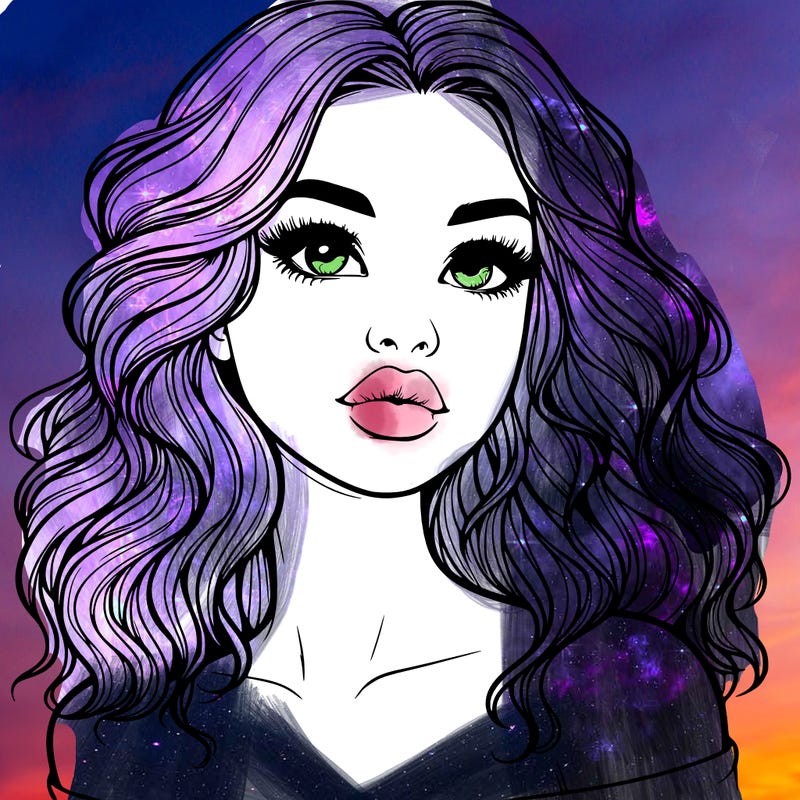 realistic girl with wavy hair and lips