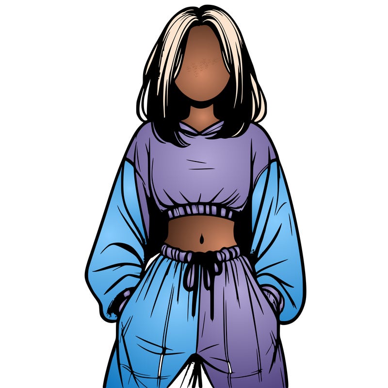 realistic girl faceless with baggy pants and a crop top