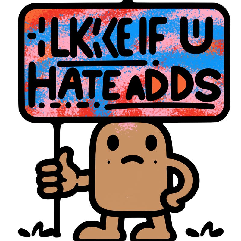 sign that says like if u hate adds