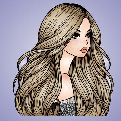 realistic girl with long realistic hair