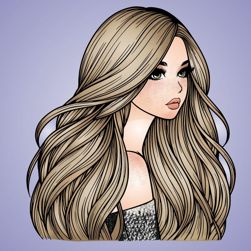 realistic girl with long realistic hair