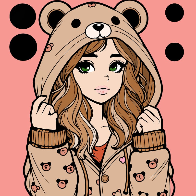 realistic girl in a animal pjs hoodie