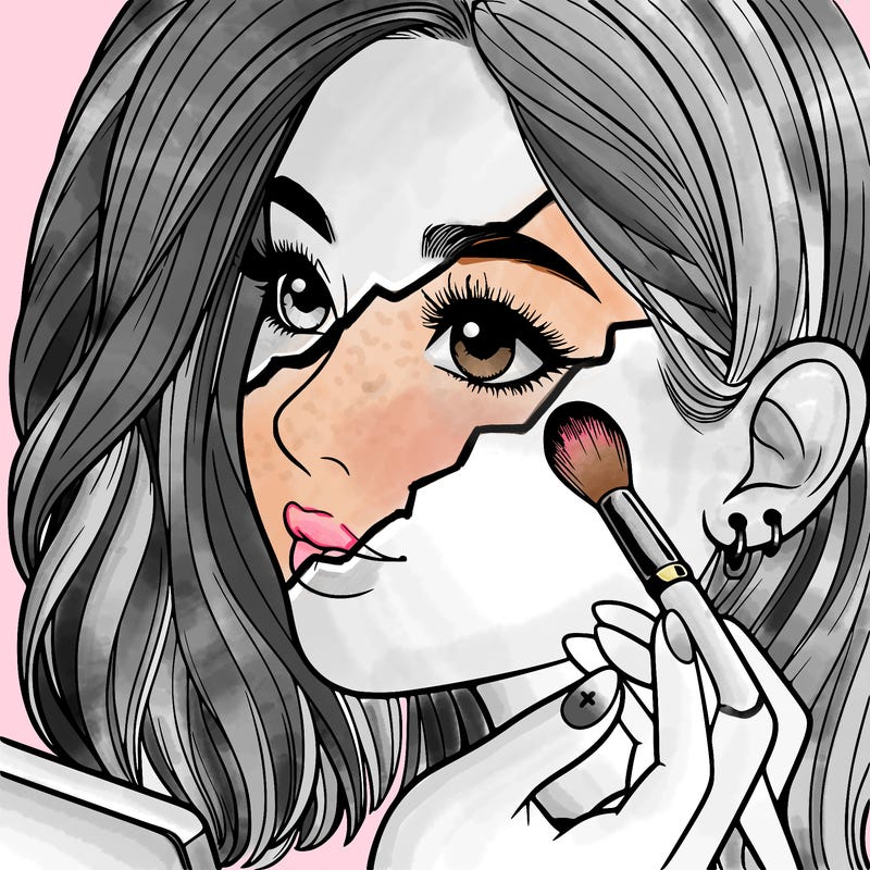 a realistic girl doing her makeup
