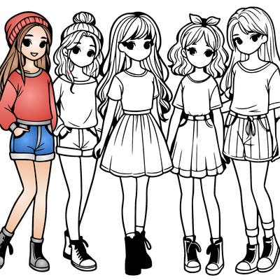 a group of five girls