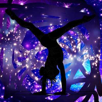 realistic gymnastic hand stand girl in four splits