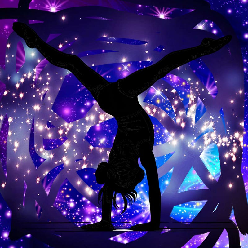 realistic gymnastic hand stand girl in four splits