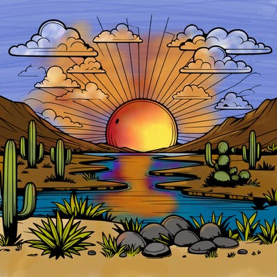realistic sun set