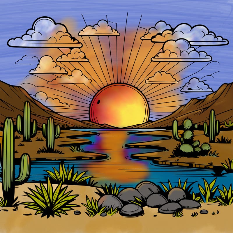 realistic sun set