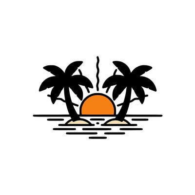 tropical trees with a sun easy and make the trees and sun a little far away only 2 trees