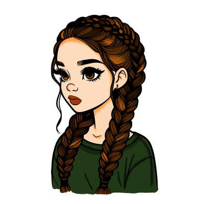 realistic girl with braids