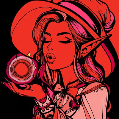 realistic elf casting a spell with lips