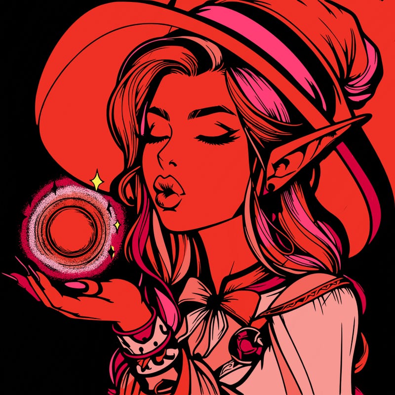 realistic elf casting a spell with lips