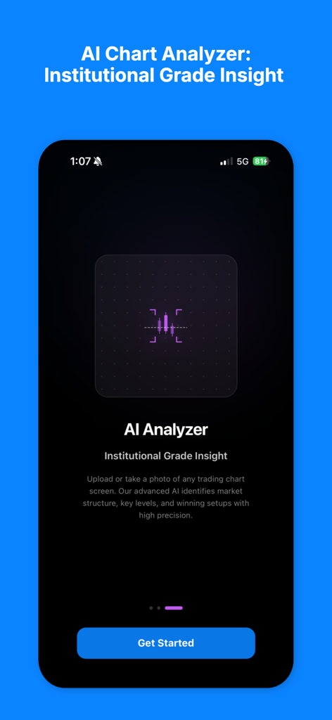 Traders AI- Charts & X Tracker - Traders AIアプリ画面、機関投資家グレードのインサイトのためのAIチャートアナライザー機能を表示