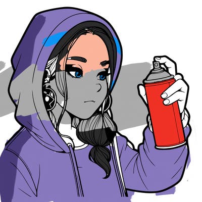 a realistic girl, spray painting