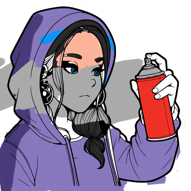 a realistic girl, spray painting