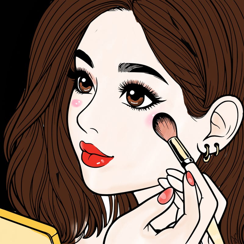 a realistic girl doing her makeup