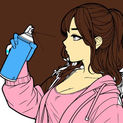 a realistic girl spray, painting