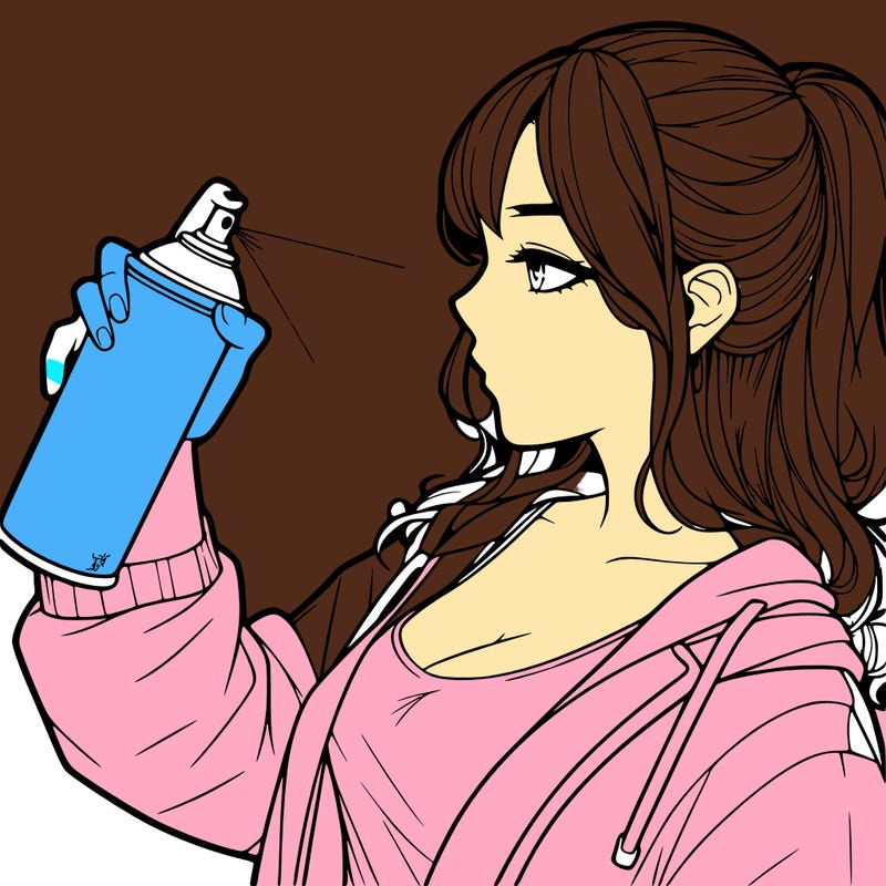 a realistic girl spray, painting