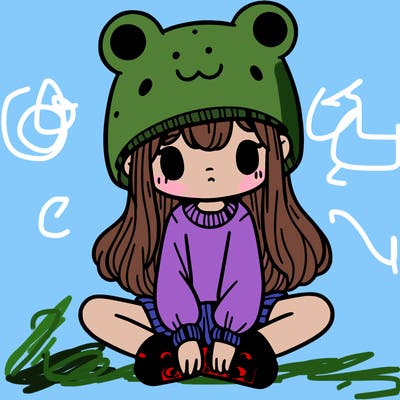 a girl wearing a frog hat and some frog socks