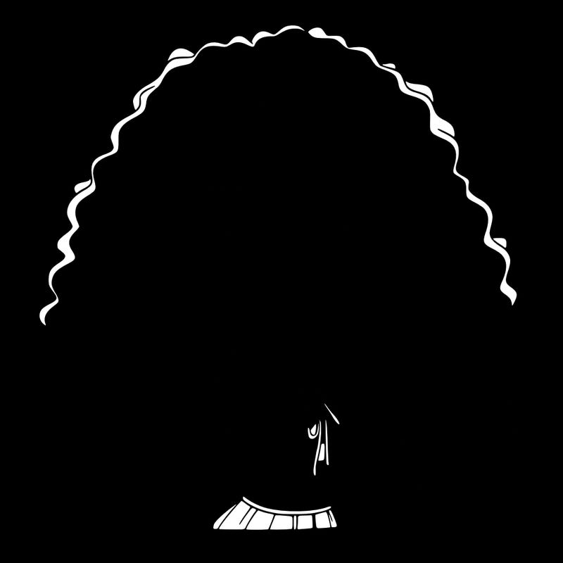a black anime girl with long afro hair