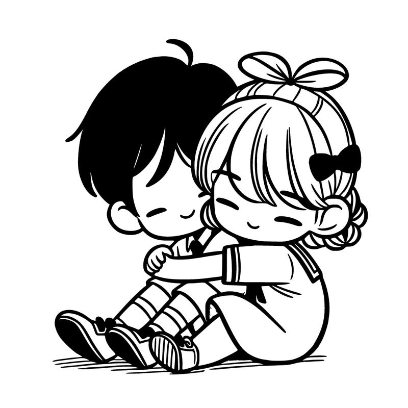 boy hugging girl from behind