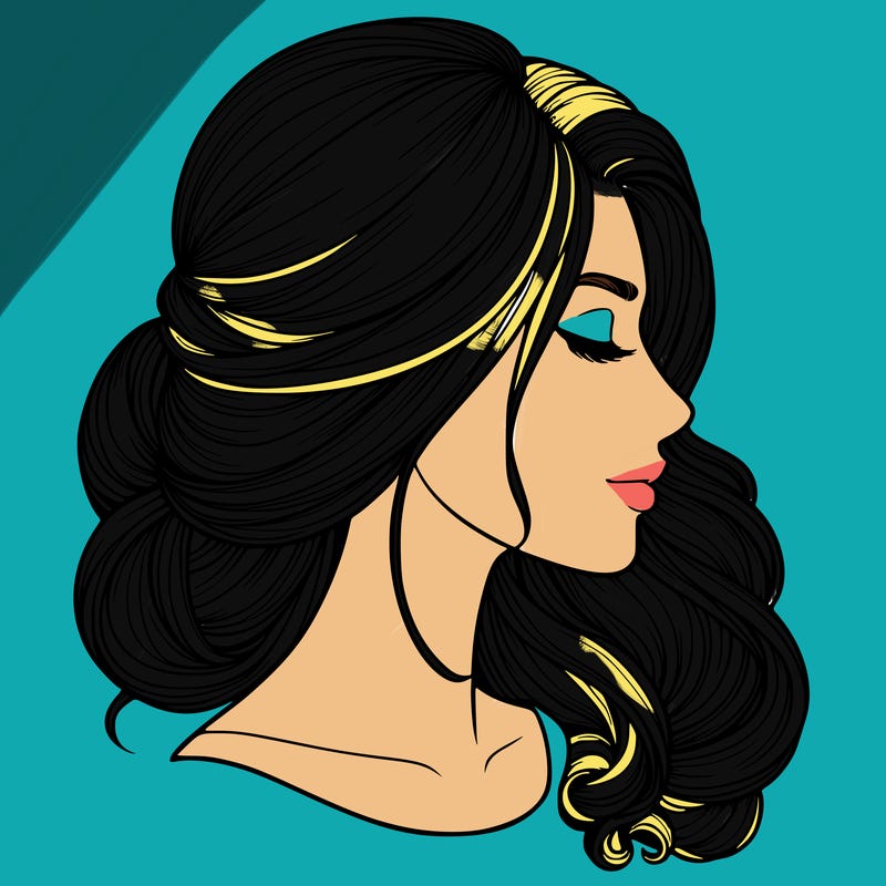 realistic woman's head & hair