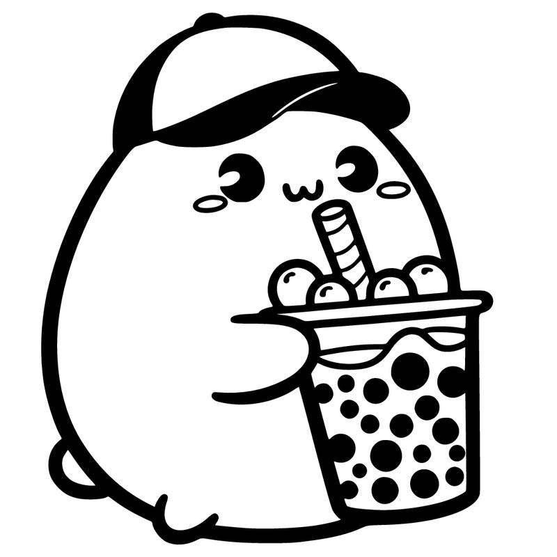 a labubu drinking boba