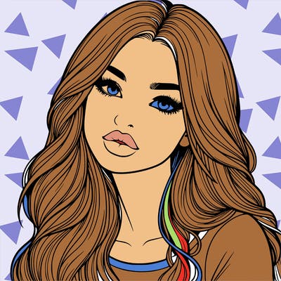 realistic girl with hair on her hair and lips