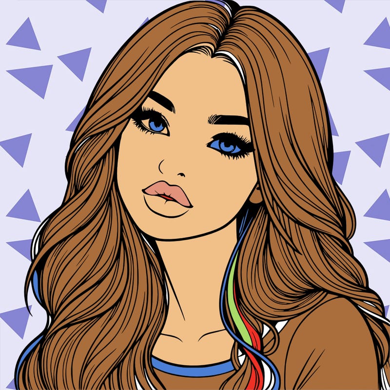 realistic girl with hair on her hair and lips