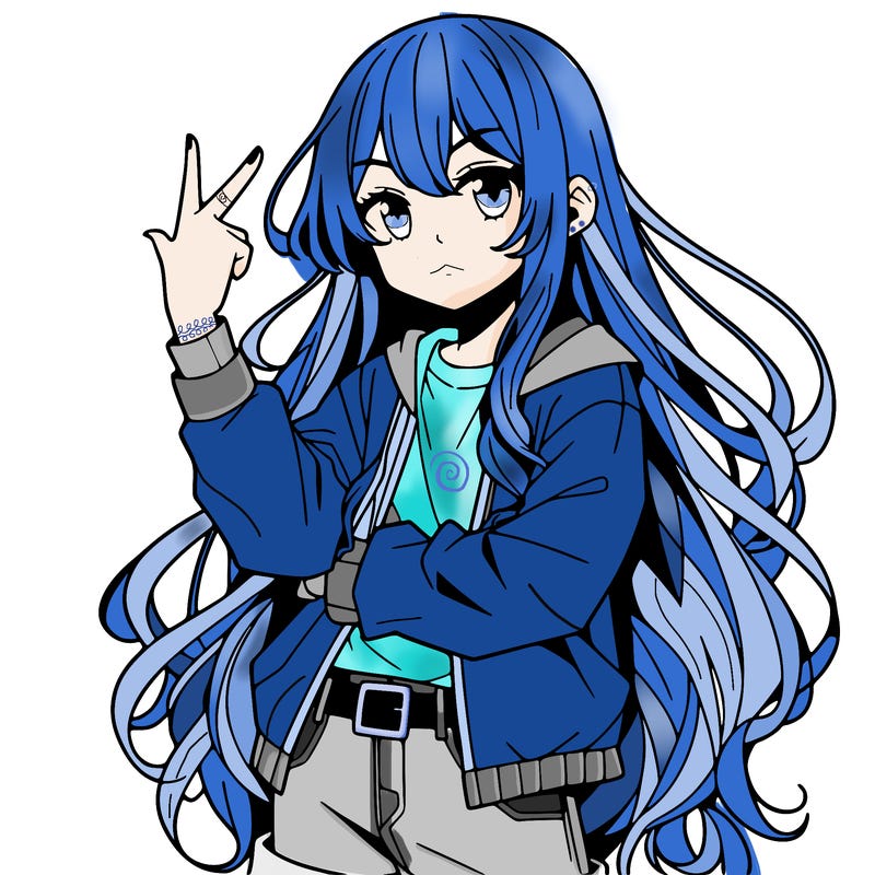 one anime girl with long hair and a cool pose