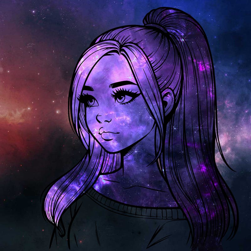 realistic girl with a high ponytail