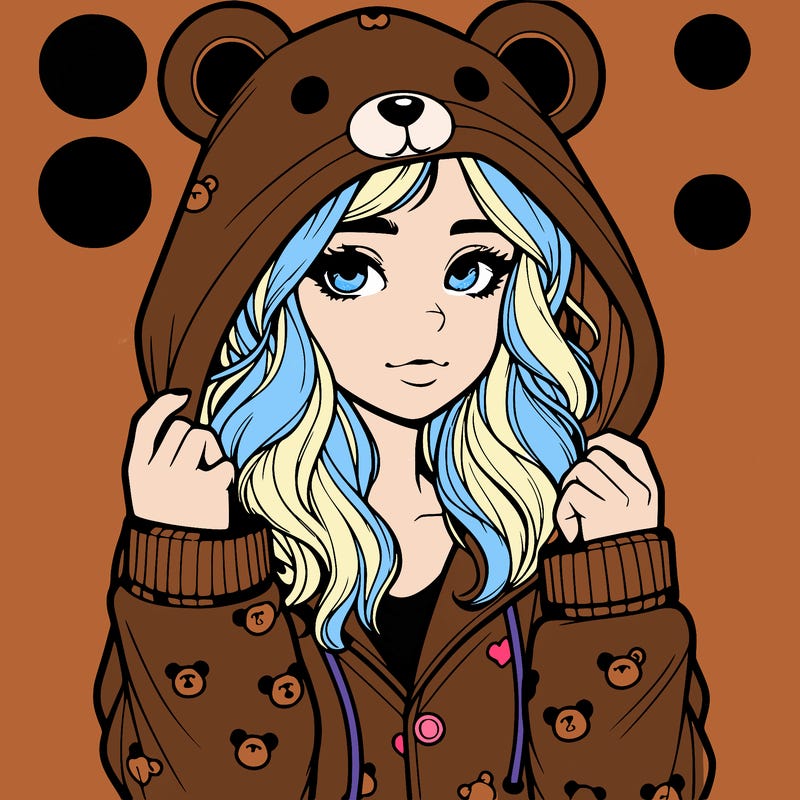 realistic girl in a animal pjs hoodie