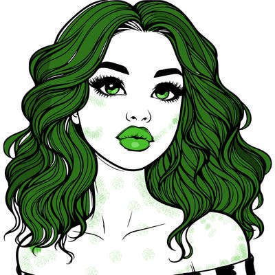 realistic girl with wavy hair and lips