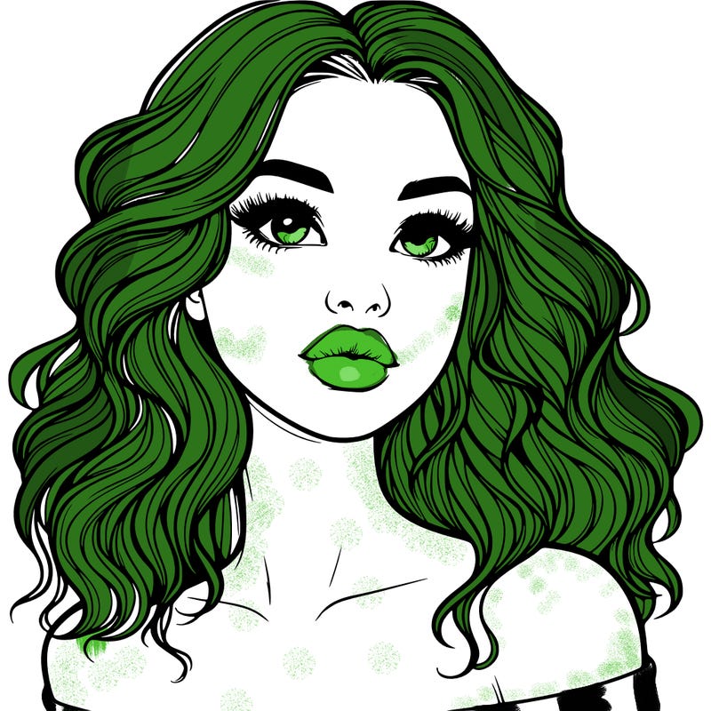 realistic girl with wavy hair and lips