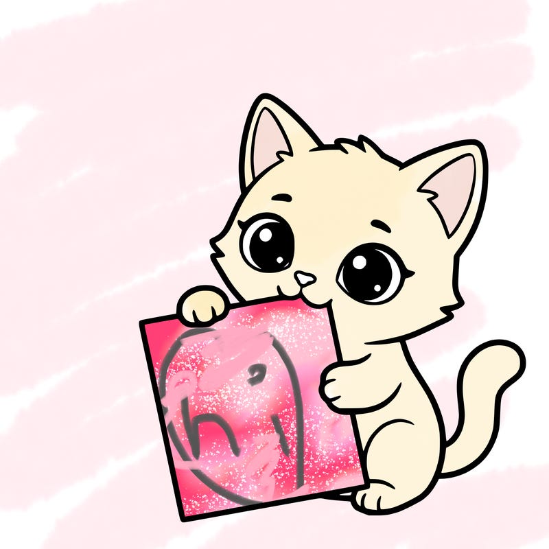 a small cat with a blank sheet of paper in its hand. the cat is sooooooo cute!