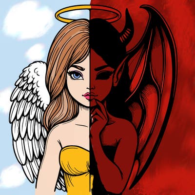 realistic angel half demon