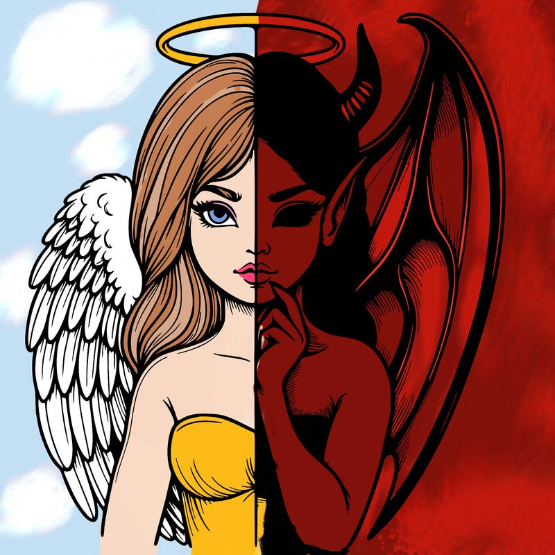 realistic angel half demon