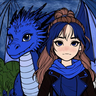 realistic girl and dragon