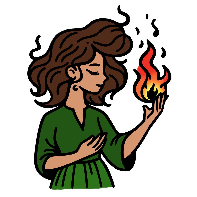 woman with fire