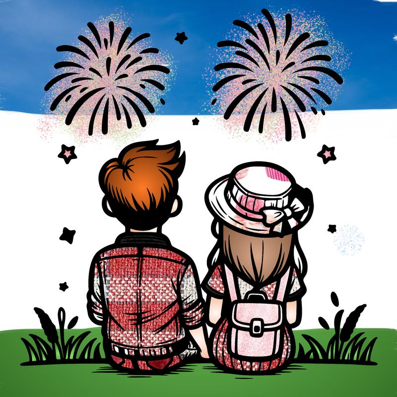 couple watching fireworks