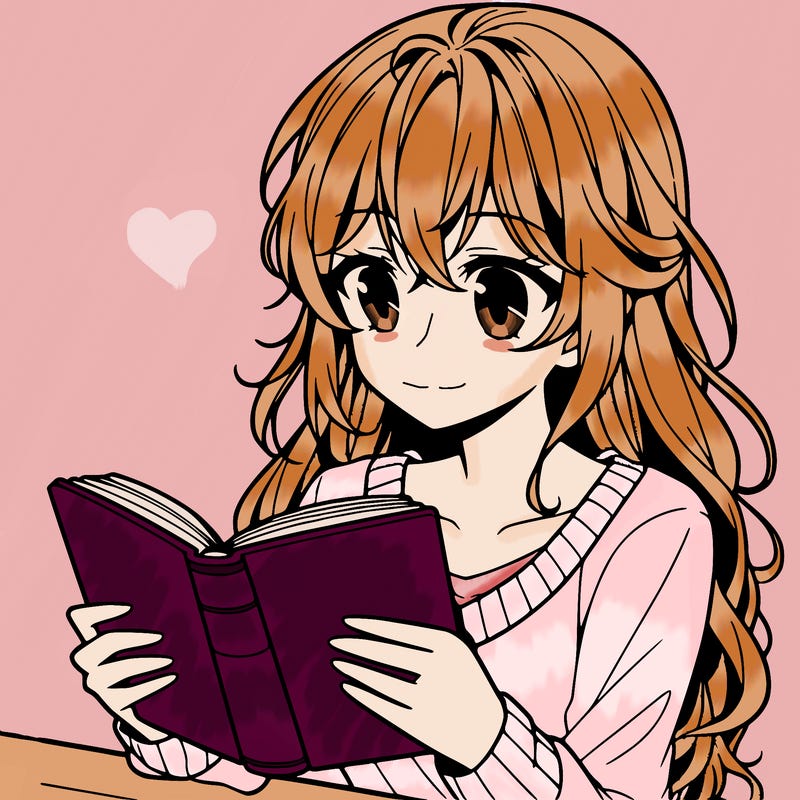 anime girl reading a book