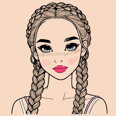 realistic girl with braids