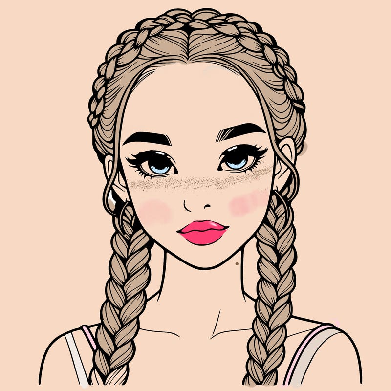 realistic girl with braids