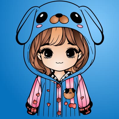 realistic girl in dog pjs