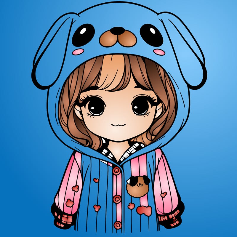 realistic girl in dog pjs