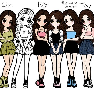 a group of girls realistic