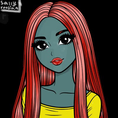 realistic girl with straight and long hair